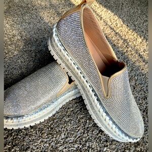 Muguan Silver Slip-On Shoes